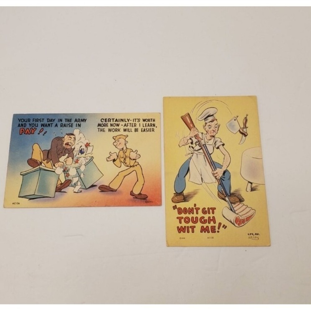 Lot of 2 unused military postcards MWM color-litho